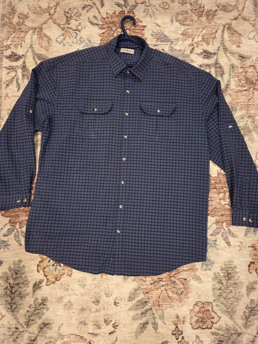L.L. Bean Men's XL Blue Plaid Casual Button-Down Shirt